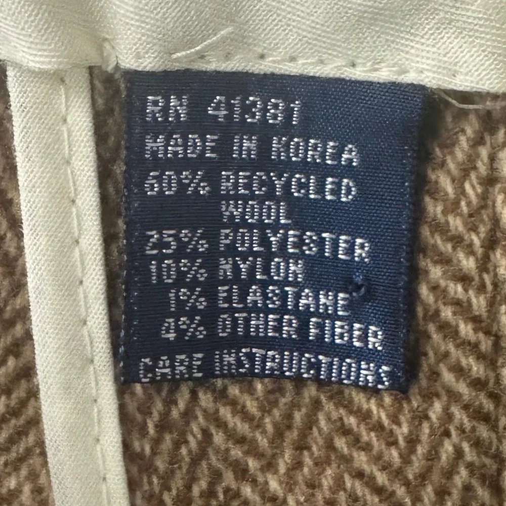 Polo Ralph Lauren Mens 38x32 Wool Blend‎ Herringbone Pleated Cuffed Trousers Tan